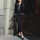 French light luxury ruffled knitted dress 2025 European and American new autumn and winter sweater dress lapel tight mid-length skirt-158